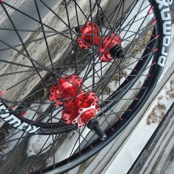 20" Promax RMV BMX Disc Brake Wheelset - Black/Red - Tubeless Ready